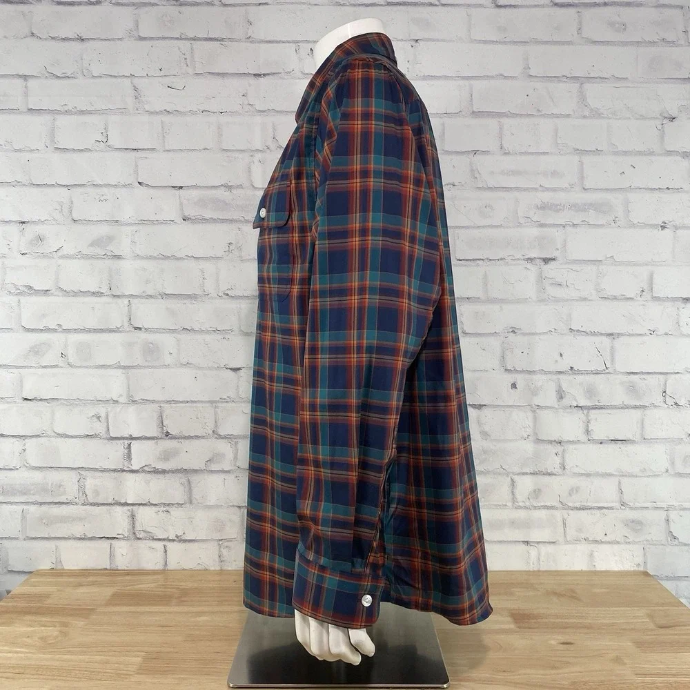 Duluth Shirt Men's Large Long Sleeve Blue Plaid Duluth‎ Untucked Nylon Stretch - Picture 4 of 12